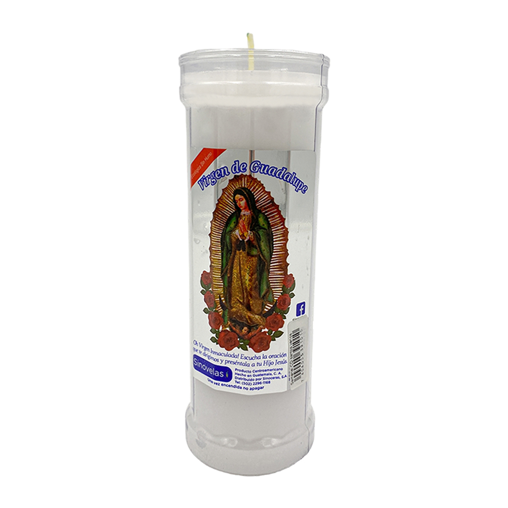 Veladora Sinovelas Semanal Blanco Virgen De Guadalupe